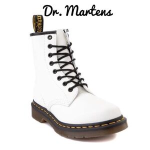 Dr. Martens 1469 White Combat Boots with Black Laces